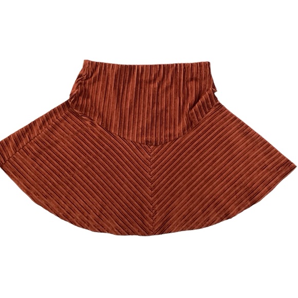 NWT Free People Camden Skirt Ginger Snap Velour Striped Skirt Orange - Picture 4 of 13